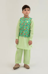 Infant Boys Printed Waist Coat 3 Piece -SIS722125